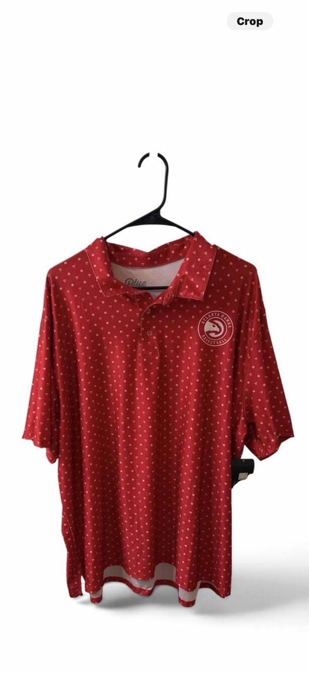 NWT NBA Atlanta Hawks Polo Shirt Men’s 2XL Red Blue 84 All Over Print